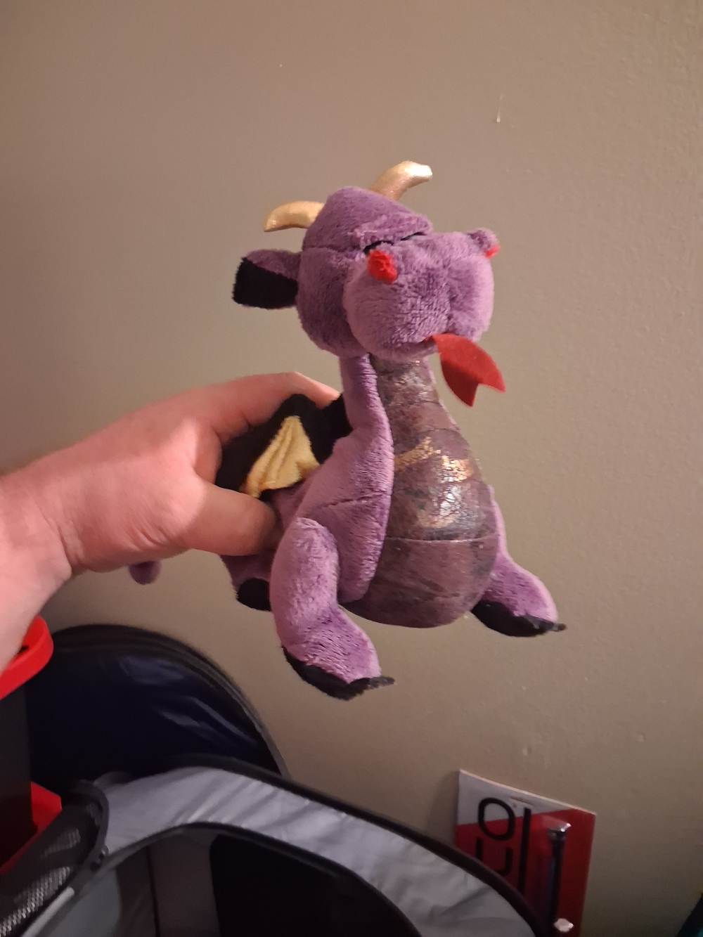 GANZ Purple Dragon Plush with Gold Horns and Red Tongue